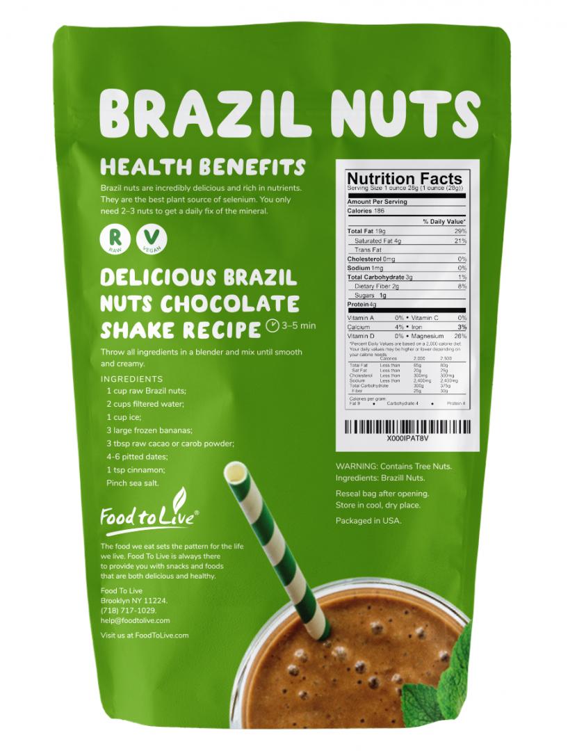 Raw Brazil Nuts by Food to Live ( No Shell, Kosher) — 2 Pounds Ekowarehouse